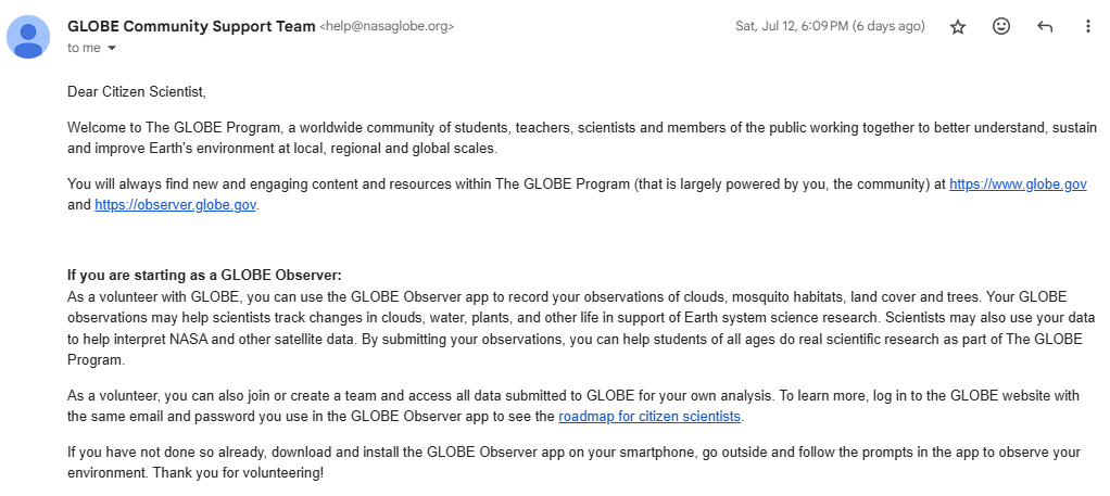 NASA GLOBE Program Citizen Scientist